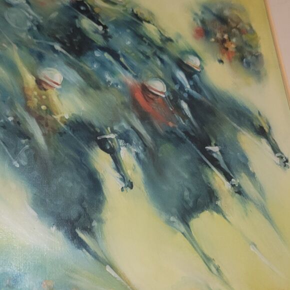 Armand Lourenco Oil Painting on Canvas of Horse Race signed framed - Picture 10 of 16